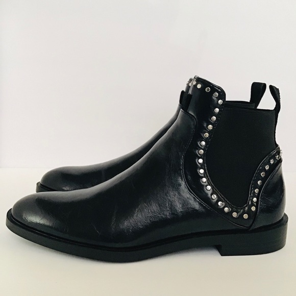zara flat ankle boots with studs